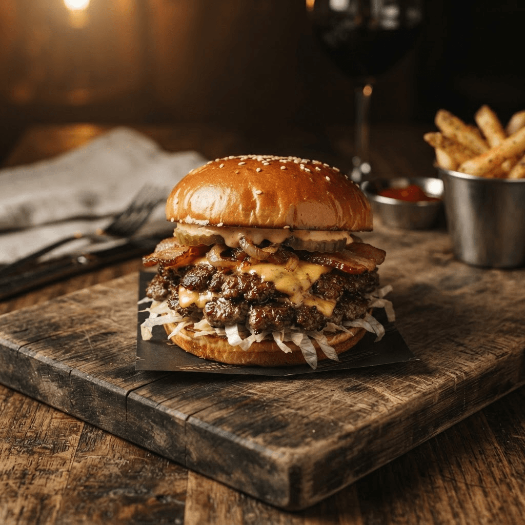 Hambúrguer gourmet preparado com tallow